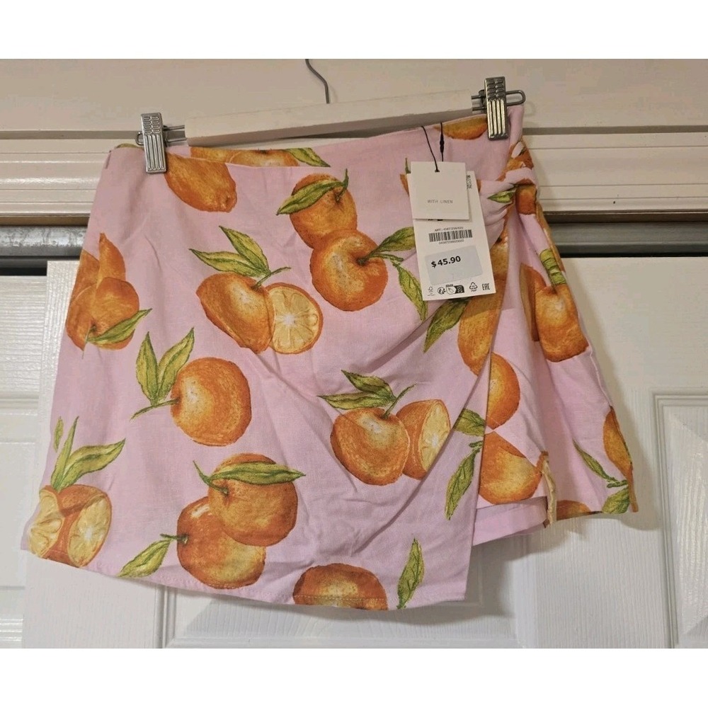 ZARA Women's Size S  Wrap  Skirt And   And Cropped Top Outfit  NWT, Orange Print